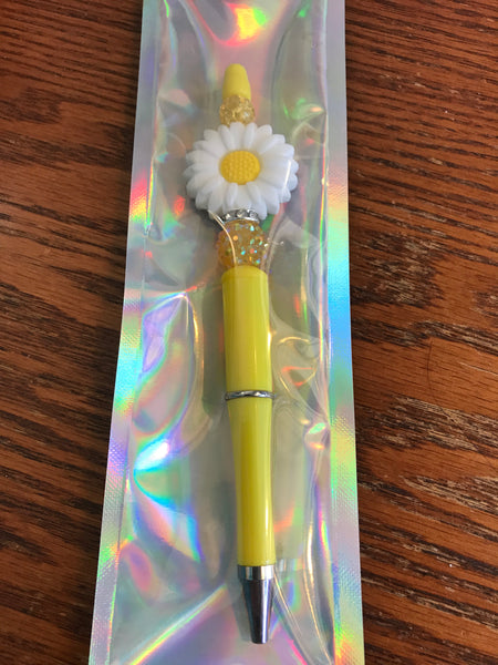 Sunflower Beaded Pens-Yellow/White