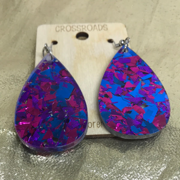 Teardrop Solid Earrings-Confetti-Purple 
