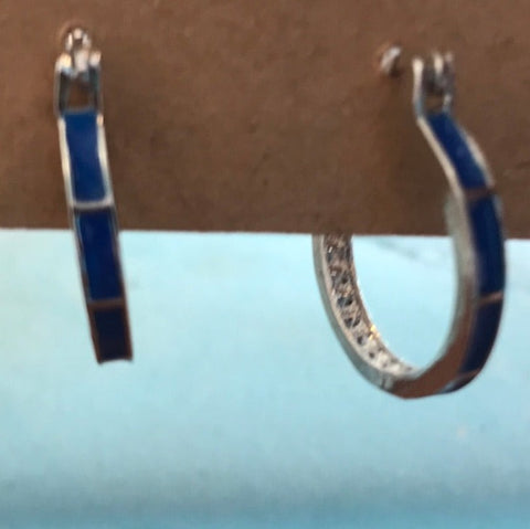 Assorted Dangle Earrings-Silver Loop w/blue
