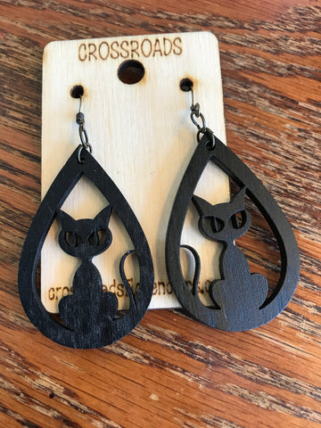 Cat Earrings-Black