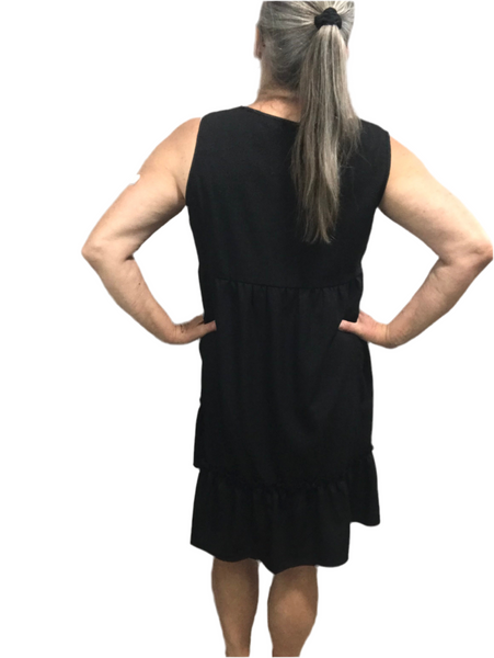 Black Tank Dress with ruffle hem