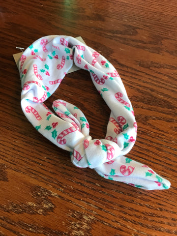 White Small Headband w/candy canes