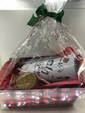 Decorative Red/Black Gift Basket w/Nurse Tumbler