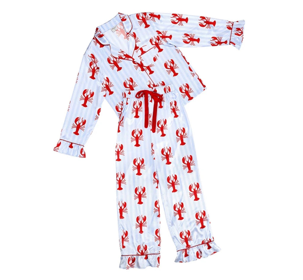 Bella Light Blue Lobster Print PJ Pants Set – Women’s Pajamas Amanda Queen