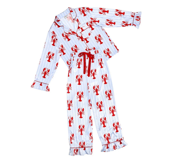 Bella Light Blue Lobster Print PJ Pants Set – Women’s Pajamas Amanda Queen