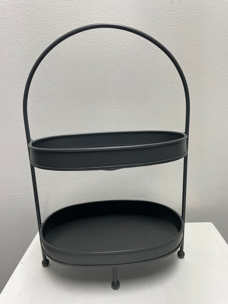 8.5"x12" 2-Tier Black Metal Tray | Farmhouse Home Organizer