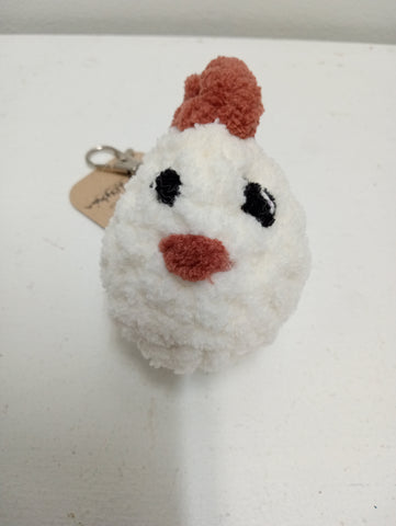 2"x 2" Mini White chicken keychain