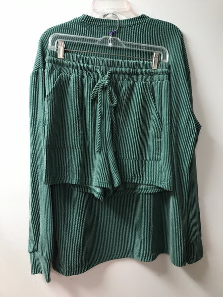 Christmas Short Set-green stripe 