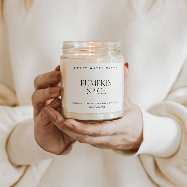 Pumpkin Spice 9 oz Soy Candle - Fall Decor and Gifts Sweet Water Decor