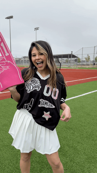 Gameday Black Jersey With Iridescent Sequin Grace+Emma
