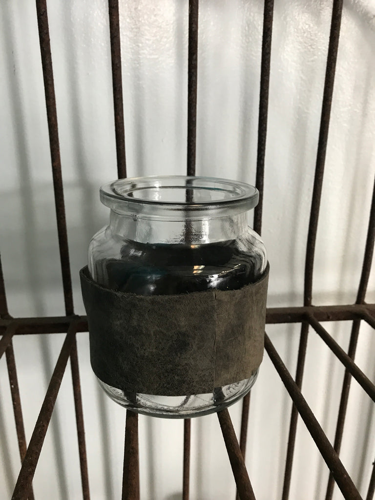 Leather Band Glass Jar