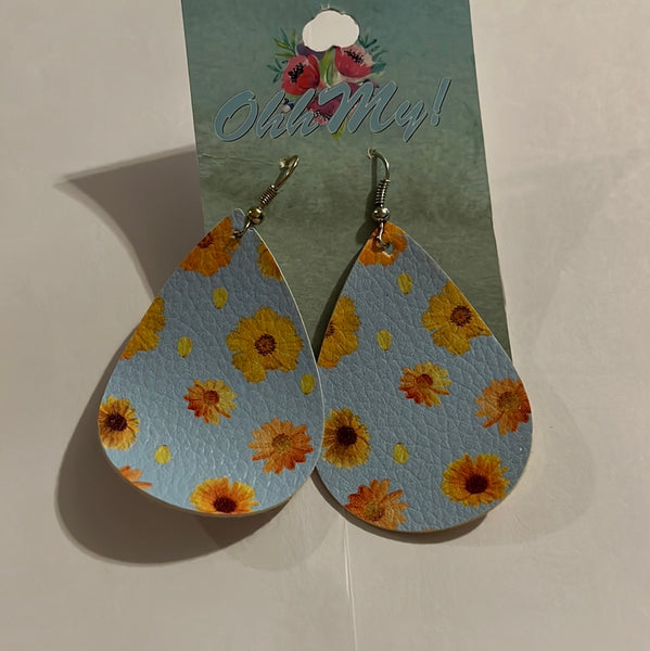 Assorted Earrings-Blue w/sunflower