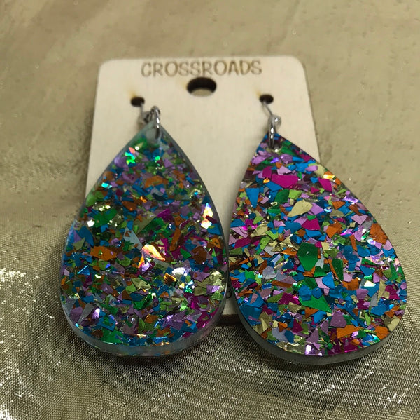 Teardrop Solid Earrings-Confetti Peacock