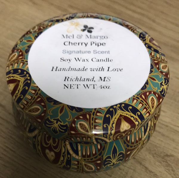 Boho Tin Soy Wax Candle-Cherry Pipe