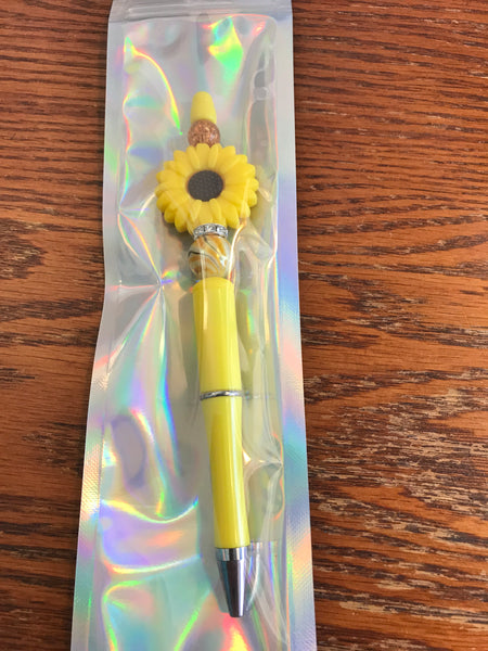 Sunflower Beaded Pens-Yellow/Yellow