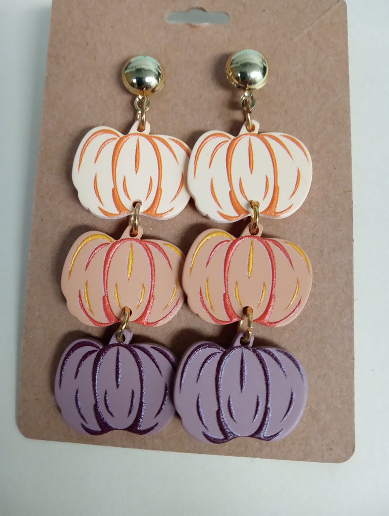 3 tier Stack Pumpkin Earrings