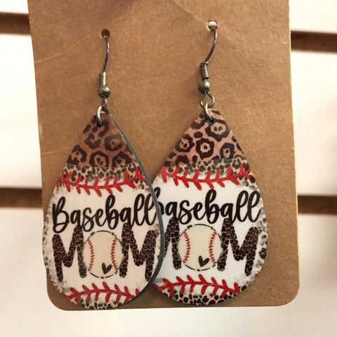 Baseball Mom Tear Drop Earrings