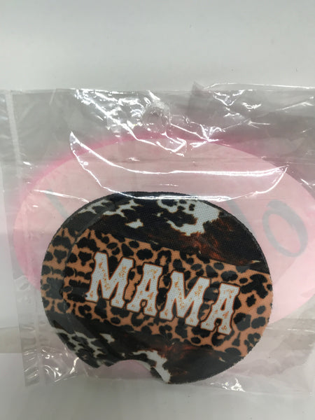 Foam Car Coasters-MAMA Leopard