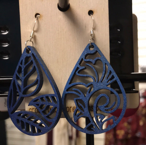 Leaf Vine Earrings-Blue
