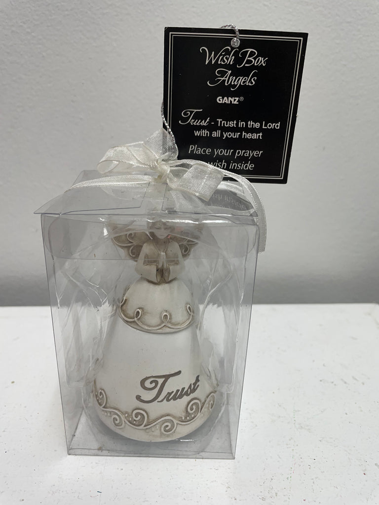 4 inch Trust Angel wish box with inspirational angel charm, decorative keepsake gift box for faith and encouragement"