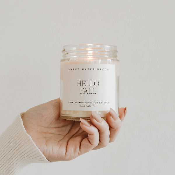 Hello Fall 9 oz Soy Candle - Fall Decor & Gifts Sweet Water Decor