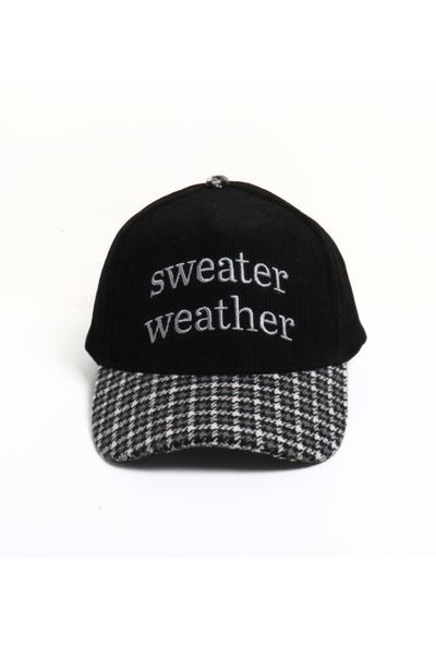 SWEATER WEATHER Embroidered Corduroy Plaid Brim Fall Cap David And Young
