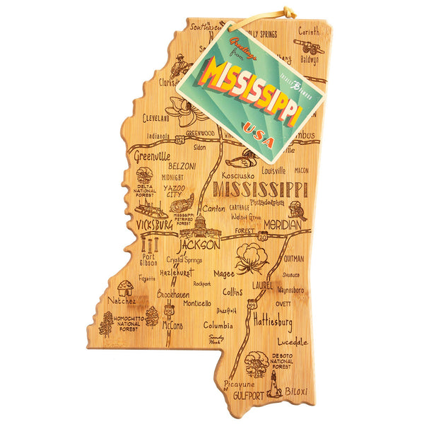 Destination Mississippi Cutting Board with Engraved Artwork Totally Bamboo
