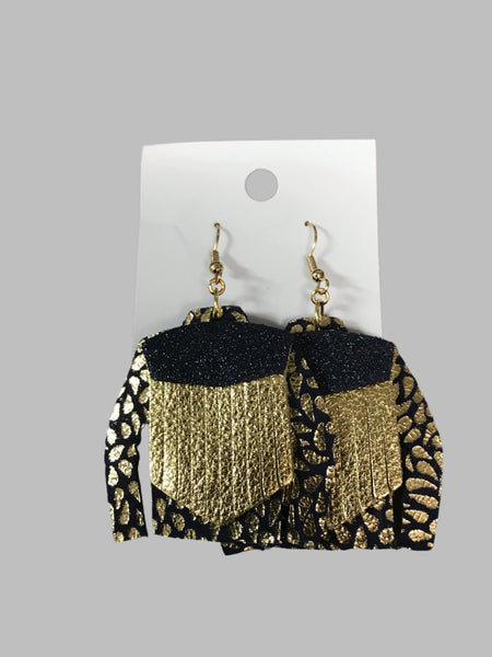 Cowgirl Jacket Earrings-Gold/black