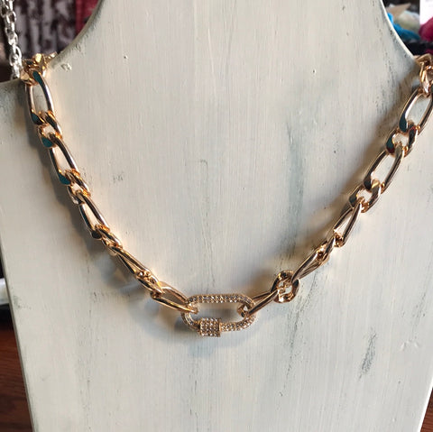 Gold Chain Large Lock Necklace