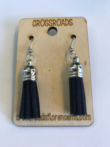 Tassel Earrings-navy blue