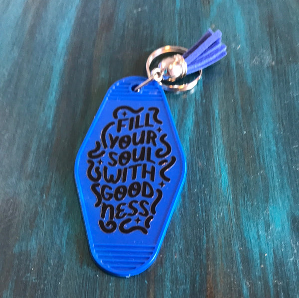 Handmade Motel Keychains-Blue-Fill Your Soul with Goodness