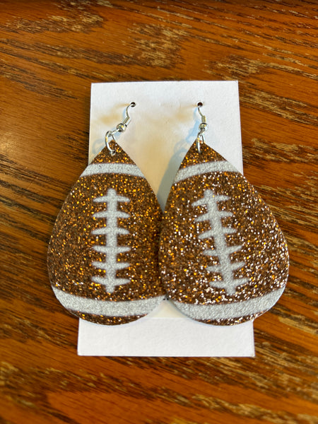 Glitter Resin Football Earrings