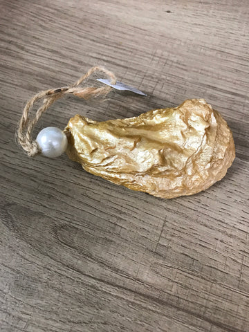 Oyster Shell Ornament/Gold/Pearl