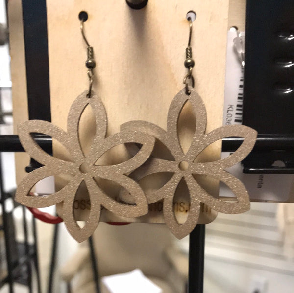 Flower Earrings-Gold Metallic