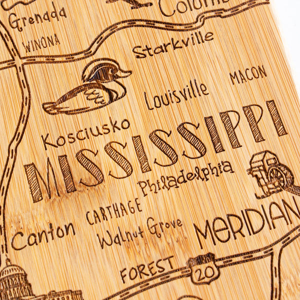 Destination Mississippi Cutting Board with Engraved Artwork Totally Bamboo