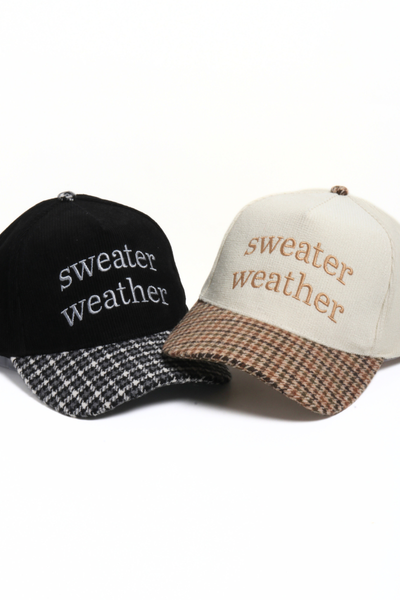 SWEATER WEATHER Embroidered Corduroy Plaid Brim Fall Cap David And Young