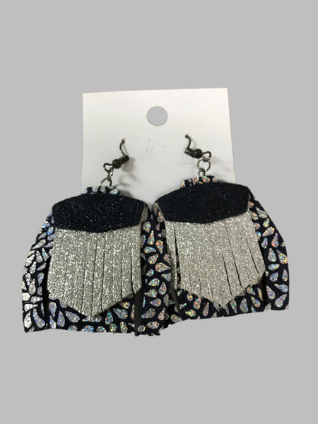 Cowgirl Jacket Earrings-Silver/black