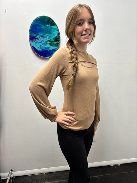 Grace & Emma Chest Cut out long sleeve top Kristie Clark