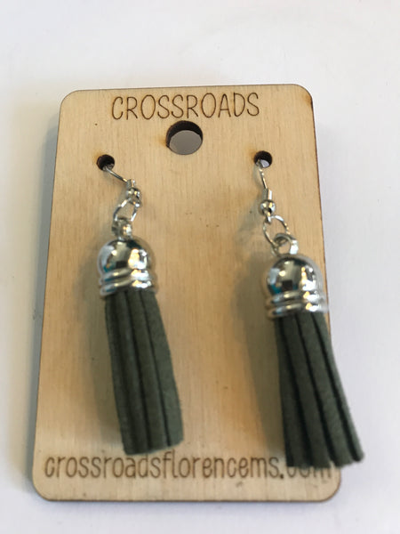 Tassel Earrings-green gray