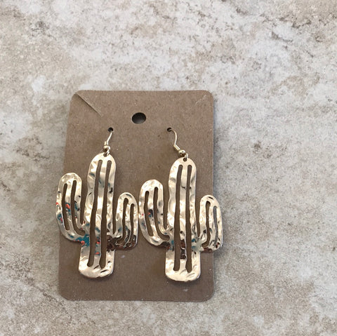 Gold Plated Cactus Earrings