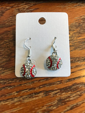 Baseball Dazzled earrings-silver