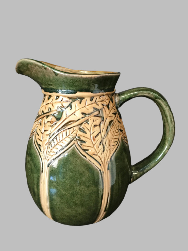 Vintage Green Pottery Pitcher