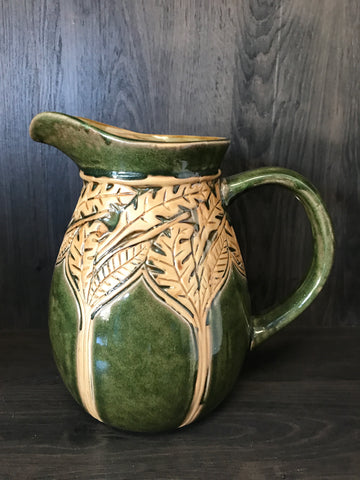 Vintage Green Pottery Pitcher