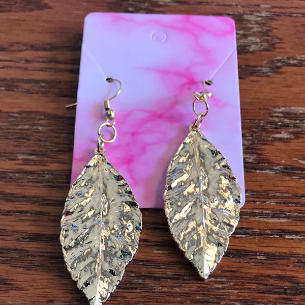 Assorted Earrings-gold dangle Leaf