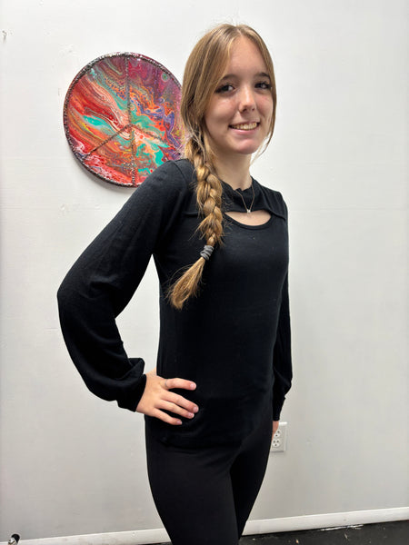 Grace & Emma Chest Cut out long sleeve top Kristie Clark