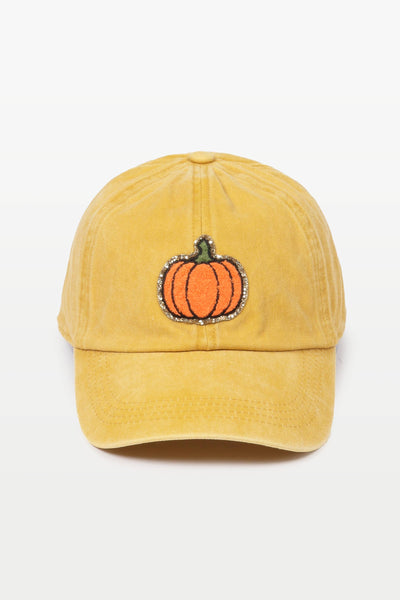 FALL Pumpkin Chenille Metallic Patch Baseball Cap David And Young