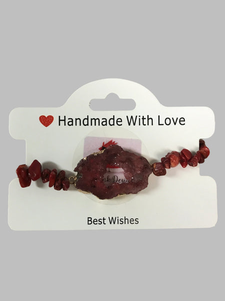 Agate Stone Bracelets-Maroon