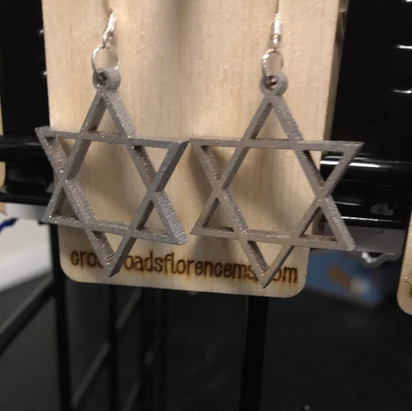 Star Of David Earrings-Silver