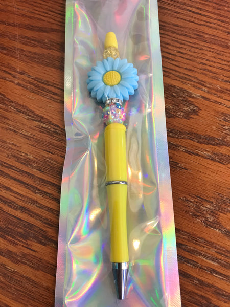 Sunflower Beaded Pens-Yellow/Blue