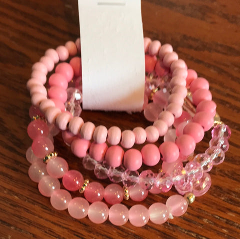 Pink Beaded Bracelet w/Druzy